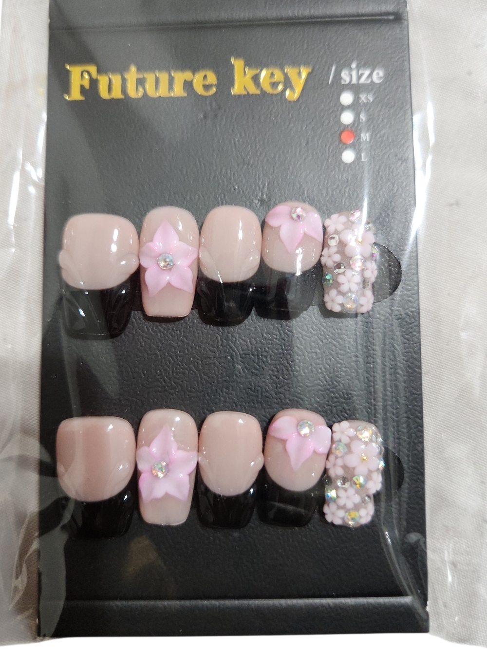Future Key Pink Floral Press-On Nails